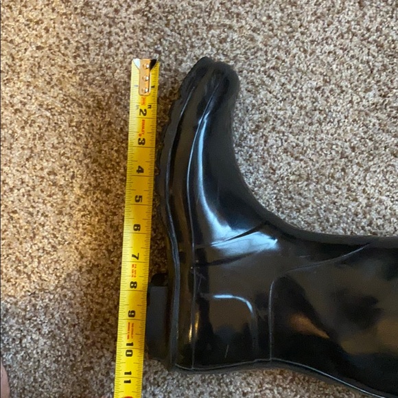Black Gloss Tall Hunter Rain Boots with Liners - Picture 10 of 10